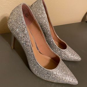 Sparkly silver heels